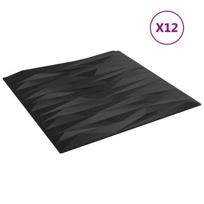 vidaXL Wall Panels 12 pcs Black 50x50 cm XPS 3 m² Stone