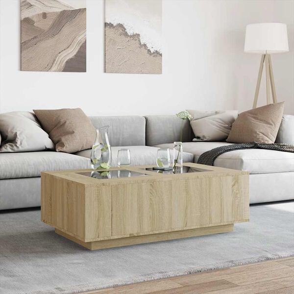 vidaXL Coffee Table with Infinity LED Sonoma Oak 116x69x40 cm