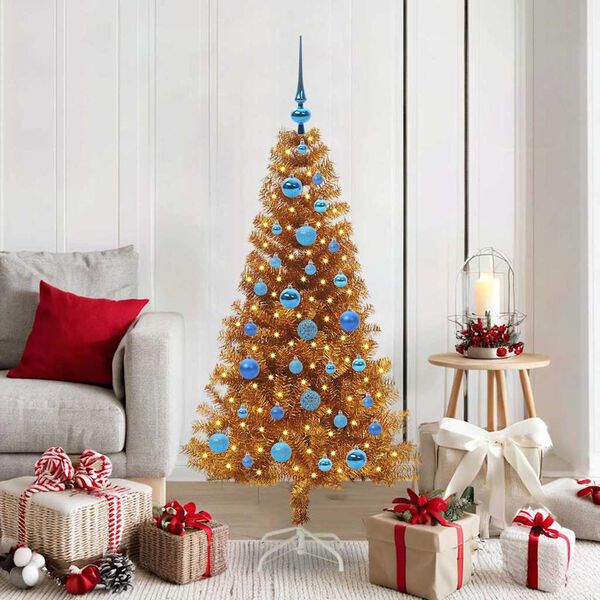 vidaXL Christmas Tree with 150 LEDs with Stand Gold 150 cm PET
