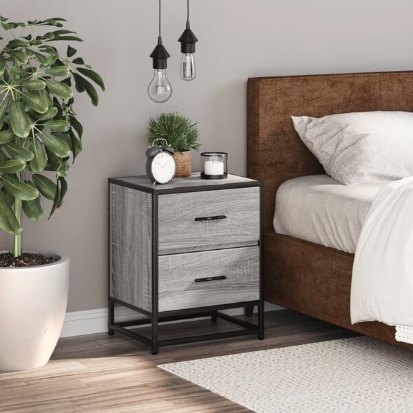 vidaXL Bedside Cabinet Grey Sonoma 40x31x50 cm Engineered Wood