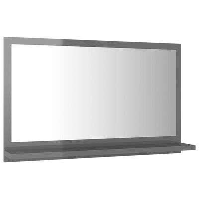 vidaXL Bathroom Mirror High Gloss Grey 60x10.5x37 cm Engineered Wood