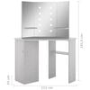 vidaXL Corner Dressing Table with LED Concrete Grey 111x54x141.5 cm