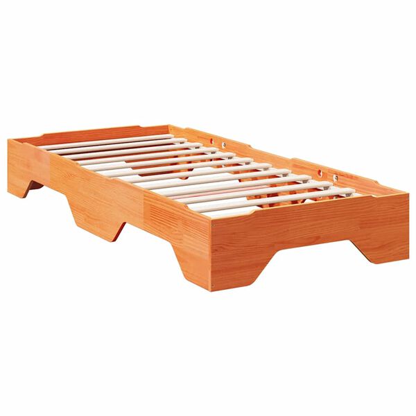 vidaXL Bed Frame No Mattress Stackable Wax Brown 80x200 cm Solid Wood