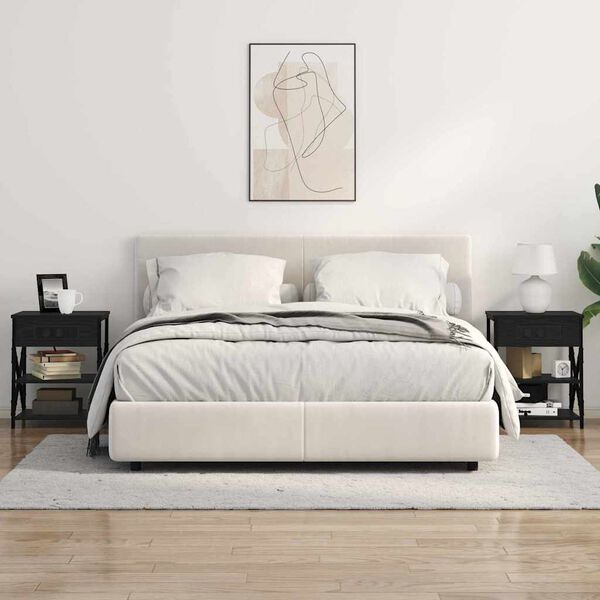 vidaXL Bedside Cabinet Black Oak 41 x 31 x 51 cm Engineered Wood