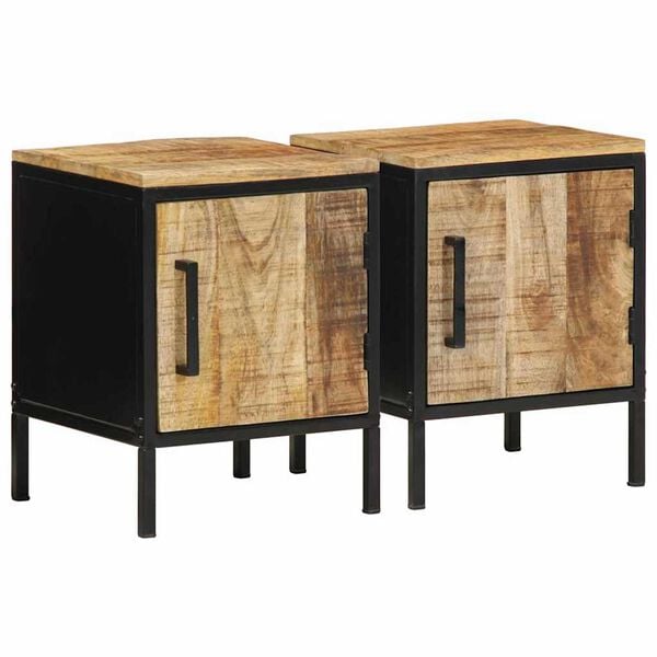 vidaXL Bedside Cabinet 2 pcs Brown and Black 30 x 30 x 40 cm