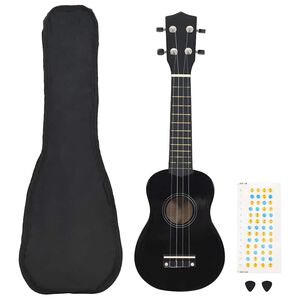 vidaXL Soprano Ukulele Set with Bag for Kids Black 21"