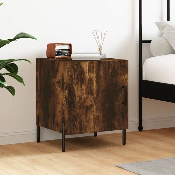 vidaXL Bedside Cabinet Smoked Oak 40x40x50 cm Engineered Wood