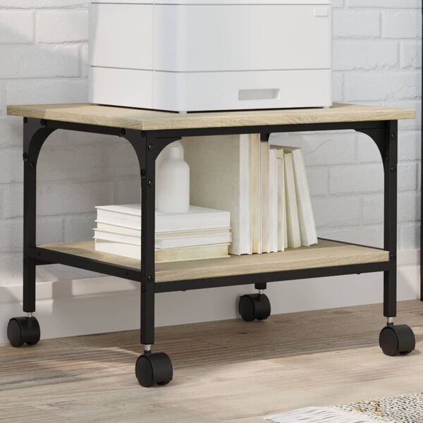 vidaXL Printer Stand 2-Tier Sonoma Oak 50x40x38 cm Engineered Wood