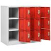 vidaXL Locker Cabinet Light Grey and Red 90x45x92.5 cm Steel
