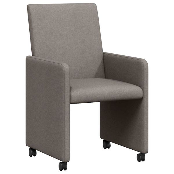 vidaXL Dining Chairs with Wheels 2 pcs Taupe 57 x 66 x 94 cm Fabric