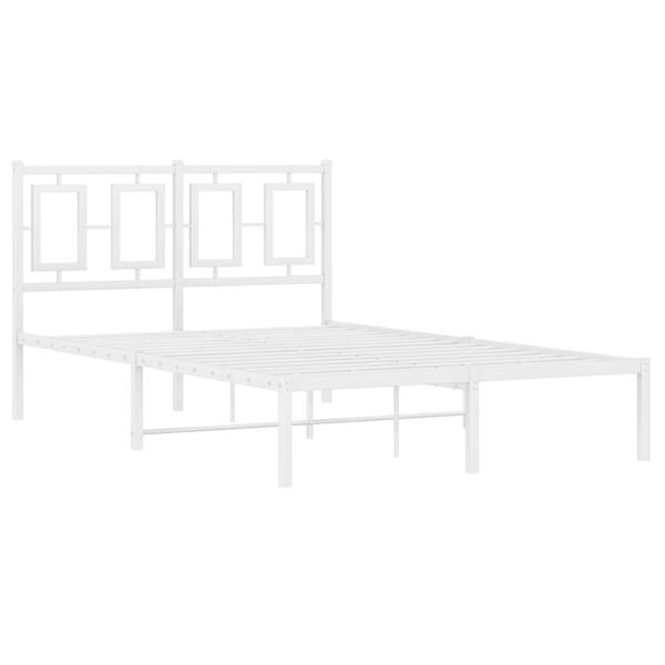 vidaXL Metal Bed Frame without Mattress with Headboard White 120x200cm