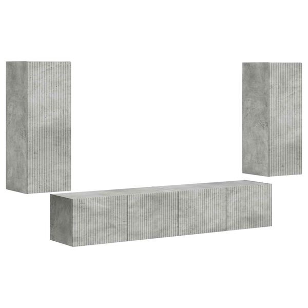 vidaXL TV Wall Cabinet Set 4 pcs Concrete Grey Engineered Wood
