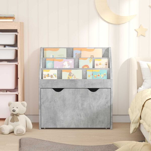 vidaXL Kids Bookshelf Concrete Grey 60 x 29.5 x 69 cm Engineered Wood