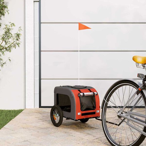 vidaXL Pet Bike Trailer with Storage Orange and grey 124 x 53 x 53 cm