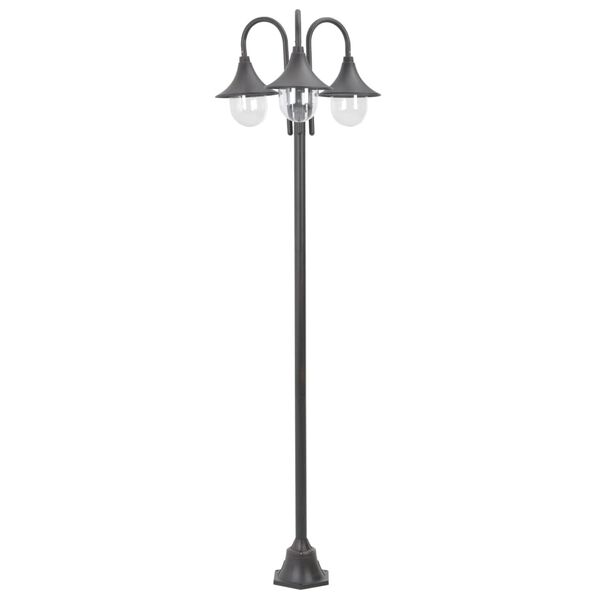 vidaXL Garden Post Light E27 220 cm Aluminium 3-Lantern Bronze