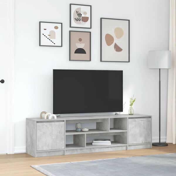 vidaXL TV Cabinet Concrete Grey 188.5x41x50 cm Engineered Wood
