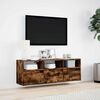 vidaXL TV Wall Cabinet with LED Lights Smoked Oak 130x31x45 cm