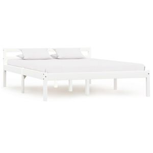 vidaXL Bed Frame without Mattress White Solid Pine Wood 140x200 cm