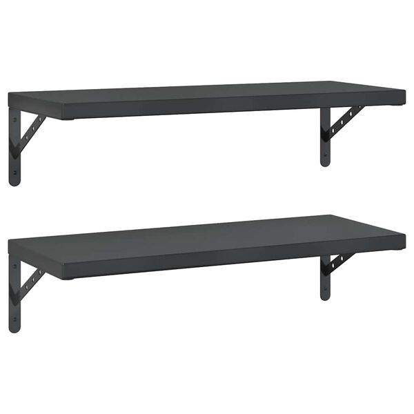 vidaXL Wall Shelves 2 pcs 75x30 cm Black Stainless Steel