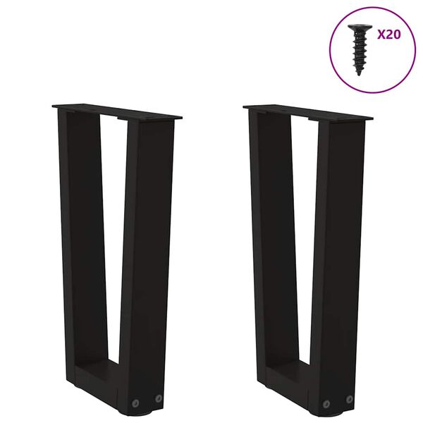 vidaXL Coffee Table Legs V-Shape 2 pcs Black 38x(42-43.3) cm Steel