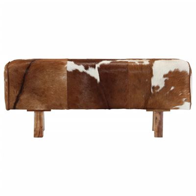 vidaXL Bench Brown and White 110x30x45 cm Real Goat Leather