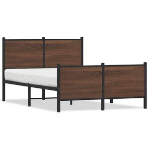 vidaXL Metal Bed Frame without Mattress Brown Oak 120x200 cm