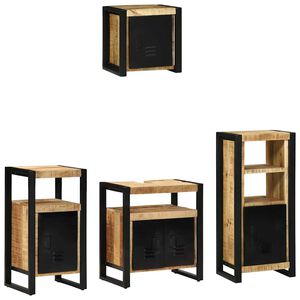 vidaXL Bathroom Furniture Set 4 pcs Brown and Black Solid Mango Wood
