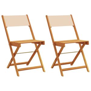 vidaXL Folding Chairs 2 pcs Beige Solid Wood Acacia and Fabric