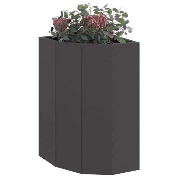 vidaXL Corner Planter Black 30 x 30 x 50 cm Steel