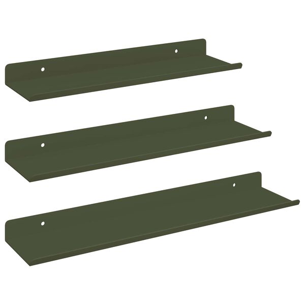 vidaXL Floating Shelf 3 pcs Olive Green 40 x 9 x 2.5 cm Steel