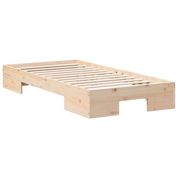 vidaXL Floor Bed Frame with Storage Brown 90 x 190 cm Solid pine wood