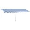 vidaXL Manual Awning with Solar LED 6 x 3 m Blue and White Stripe