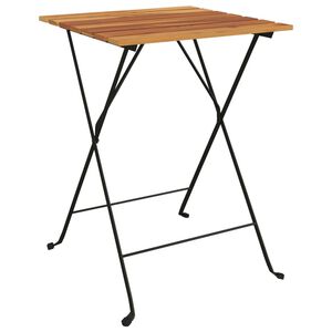 vidaXL Folding Bistro Table 55x54x71 cm Solid Wood Teak and Steel