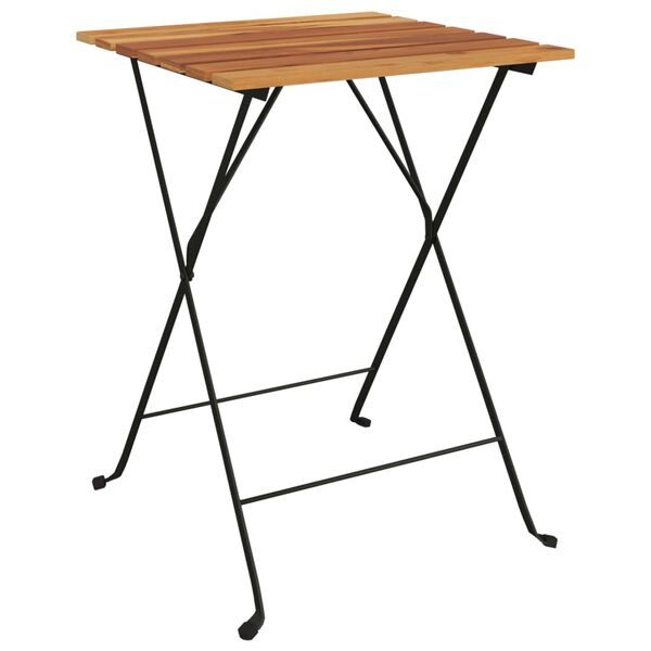 vidaXL Folding Bistro Table 55x54x71 cm Solid Wood Teak and Steel