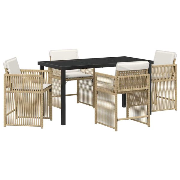 vidaXL Garden Dining Set 5 pcs Beige Poly Rattan