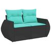 vidaXL 5 Piece Garden Sofa Set with Cushions Black Poly Rattan Acacia