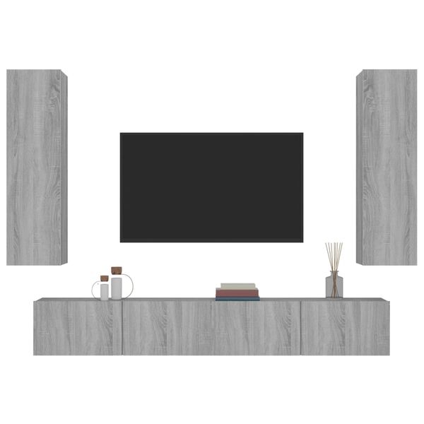 vidaXL 4 Piece TV Cabinet Set Grey Sonoma Engineered Wood