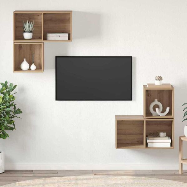 vidaXL TV Cabinet Set Wall-mounted 4 pcs Artisan Oak Engineered Wood