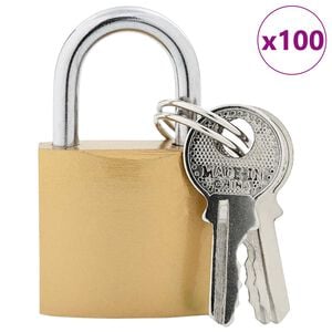 vidaXL U Lock with Keys 100 pcs Brass Iron