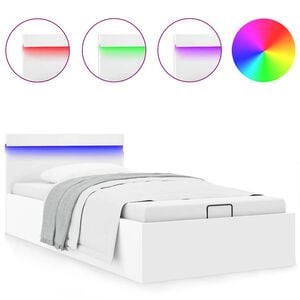 vidaXL Hydraulic Storage Bed Frame without Mattress with LED White 100x200cm