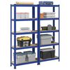 vidaXL 5-Layer Storage Shelves 2 pcs Blue Steel&Engineered Wood