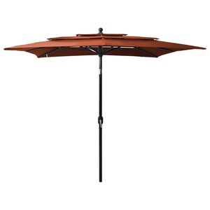 vidaXL 3-Tier Garden Parasol with Aluminium Pole Terracotta 2.5x2.5 m