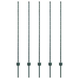 vidaXL Embedded Fence Post 5 pcs Green 180 cm Powder-Coated Steel
