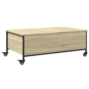 vidaXL Coffee Table with&nbsp;Wheels Sonoma Oak 91x55x34 cm Engineered&nbsp;Wood