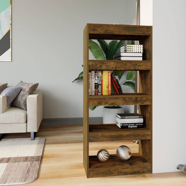 vidaXL Book Cabinet/Room Divider Smoked Oak 60x30x135 cm Engineered Wood
