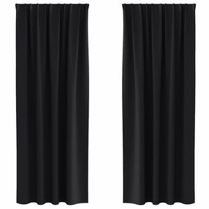 vidaXL Blackout Curtains with Rings 2 pcs Black 225 x 140 cm Polyester