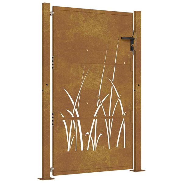 vidaXL Garden Gate 100x125 cm Corten Steel Grass Design