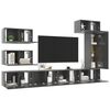vidaXL 8 Piece TV Cabinet Set High Gloss Grey Engineered Wood