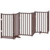 vidaXL Dog Gate with Door Foldable 9 Panels Brown 450 cm Poplar Wood