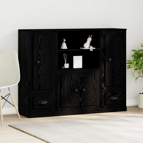 vidaXL Highboard Black Oak 132 x 35.5 x 103.5 cm Engineered wood